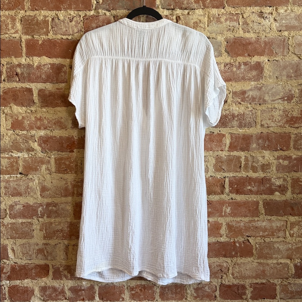 Bobi White Gauze V‑Neck Short Sleeve Tunic - Picture 5 of 6